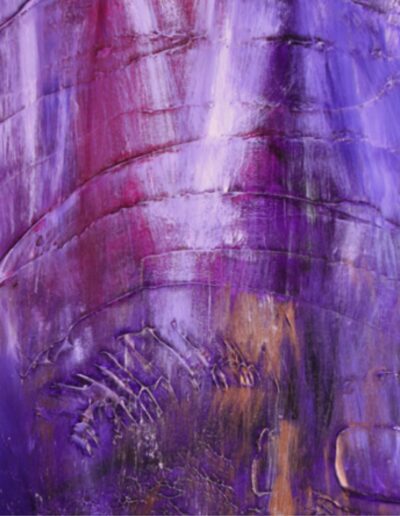 Contemporary purple abstract art with white, dark, and gold elements, adding sophistication to any space